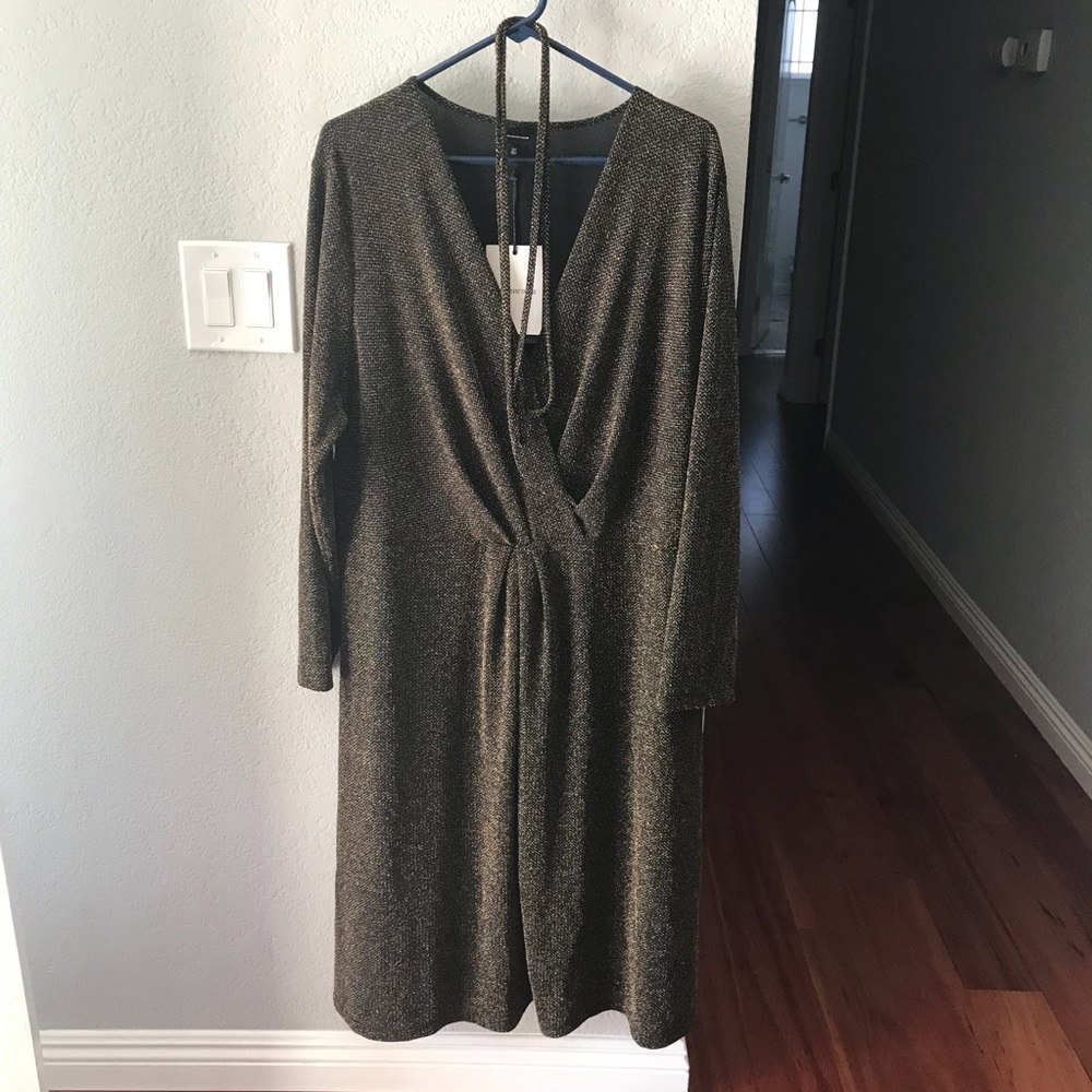 Gold & Black Midi Dress Long Sleeve Plus sz 2X